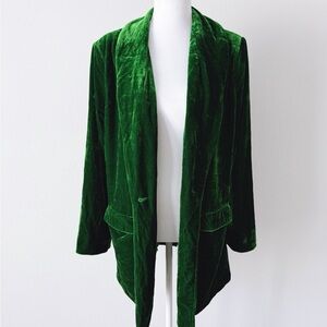 Velvet Boho Emerald Long Blazer Jacket